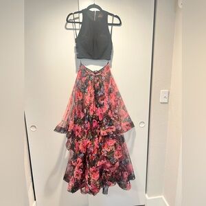 Blondie Nites Black Halter Floral Maxi Dress | Size 1